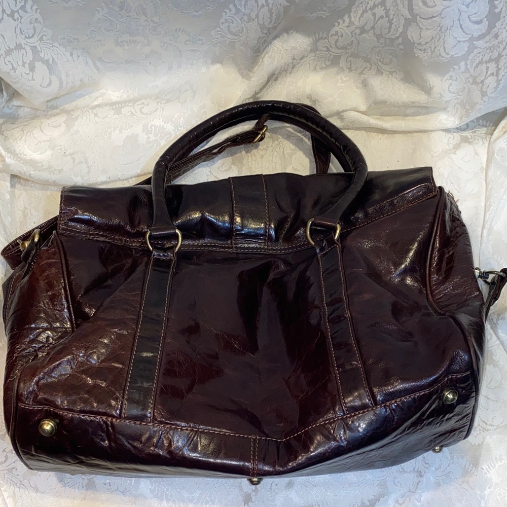 Vintage Lakeland Chic Dark Brown Leather Travel Duffel Bag - Picture 3 of 5